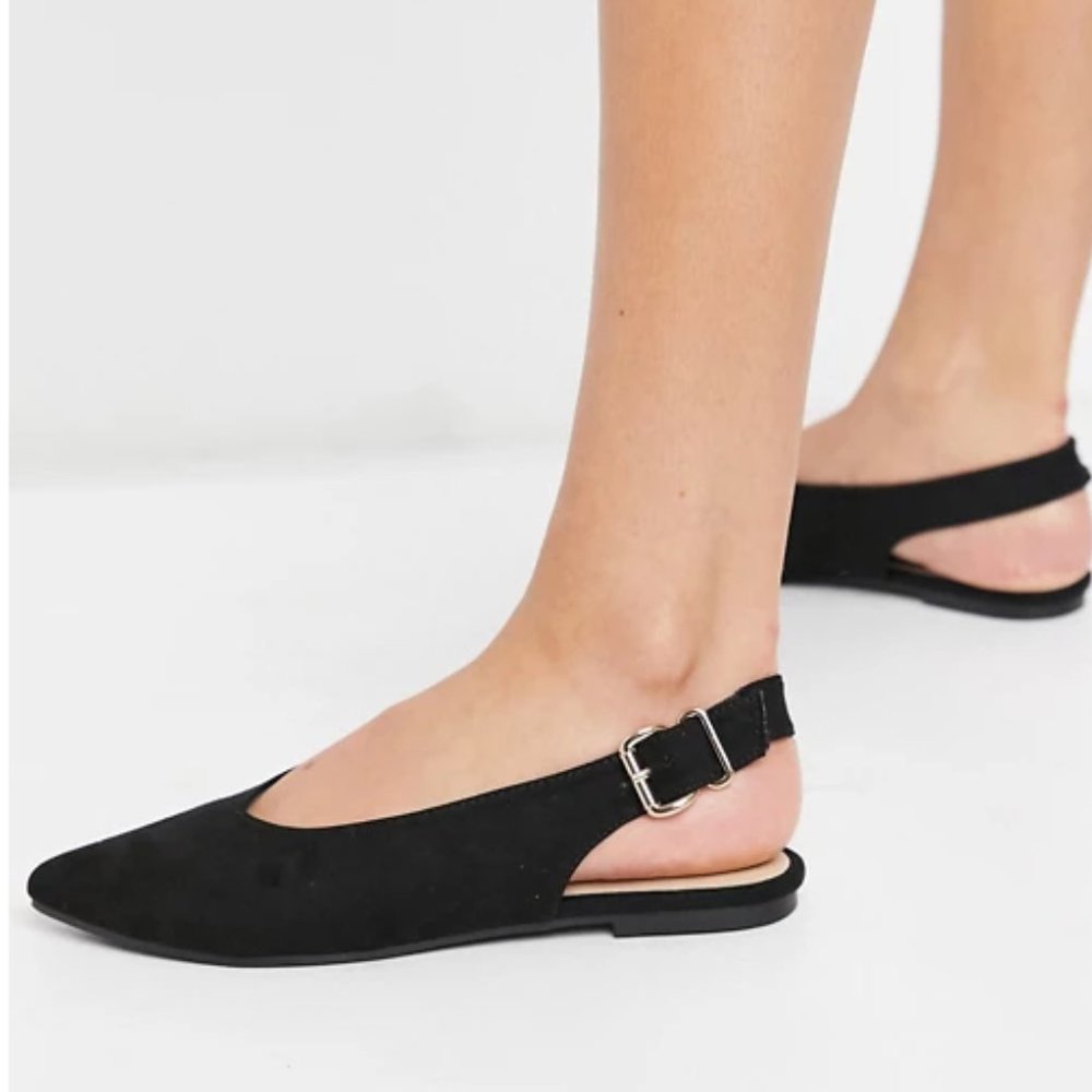 London Rebel Slingback Ballet Flats in Black